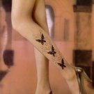 Pantyhose with flocked butterfly design with rhinestone