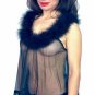 Sheer babydoll with maribou trim