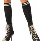 Opaque double striped knee highs