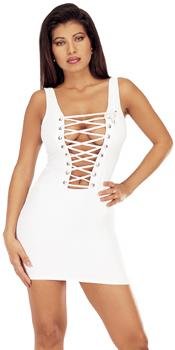 Sizzling lace up front corset dress