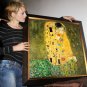 The Kiss, oil painting on canvas gold lieaf demonstrate a concern for eros