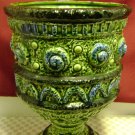 Mid Century Vintage Retro 1970's Napcowear Hunter Lime & Navy Planter Vase