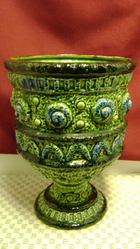 Mid Century Vintage Retro 1970's Napcowear Hunter Lime & Navy Planter Vase
