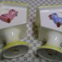 VINTAGE ENESCO PINK & BLUE BIRD FIGURALS WITH BIRDHOUSE SALT & PEPPER SHAKERS