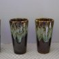 Vintage Retro SET OF FOUR Brown Drip Beverage Glasses Tumblers