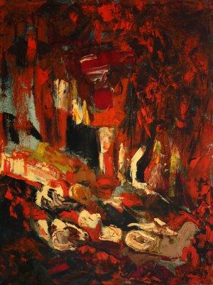 Cavern IV - abstract art, landscape oil painting on canvas