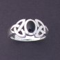Stirling Silver Celtic Trskele Ring with Onyx Stone