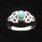 STERLING SILVER CELTIC TRISKELE RING WITH TURQOISE