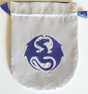 Silver Satin Dragon Tarot Bag