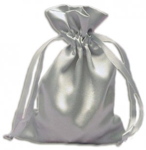 Silver Satin Pouches (12 pcs)