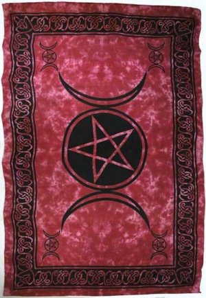 Red Triple Moon Tapestry