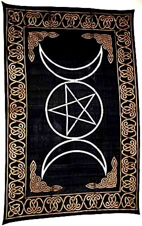 Triple Goddess Black Tapestry