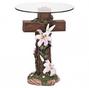 Cross Glass Top Altar Table