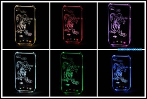 iphone 4s case China Dragon  pattern Colorful Snap-on LED Light-emitting
