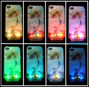 iphone4/4s case moeny flower  pattern  LED Light-emitting Case, phone light-emitting shell