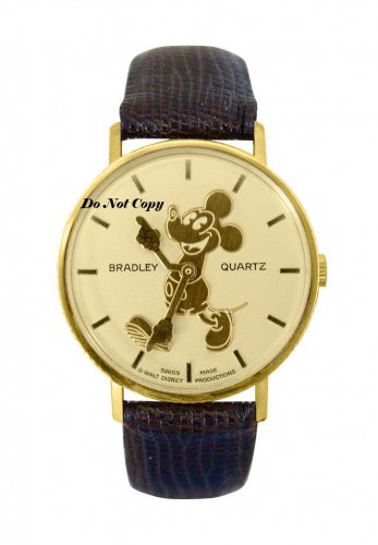 NEW Ladies Disney Bradley Mickey Mouse Swiss Pie Eye Gold Watch