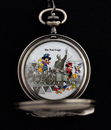 NEW Walt Disney Mickey Minnie Mouse Donald Limited Edition Train Pocket Watch