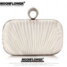 Designer White Satin Ruffles Rhinestones Bling Evening Bags For Women Online