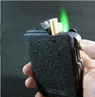 Free shipping !! New Automatic Ejection Butane Lighter Cigarette Case + cigarette lighter