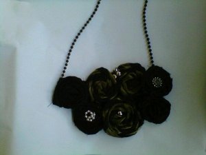 Olive and black bib necklace