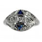 Antique 18 Kt White Gold Old European Cut and Sapphire Diamond Engagement Ring Circa Early 1900's