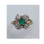 Estate 14 Kt Yellow Gold Oval Columbia Emerald and Diamond Engagement Ring Circa 1970's