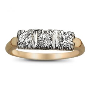 Vintage 14 Kt Transitional Cut Diamond Ring Circa 1950's