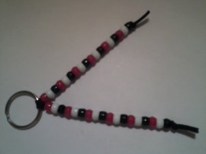 red, white, black keychain