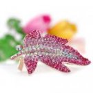 Pink Maple Leaf Rhinestone Hair Jewelry  Free Shipping