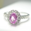 18K Gold 0.58 Carat Pink Sapphire, Diamond Wedding Ring