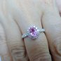 18K Gold 0.58 Carat Pink Sapphire, Diamond Wedding Ring