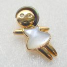 18K Rose Gold Mother Of Pearl, Black Shell, Diamond Baby Girl Pendant