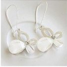 New White Resin Butterfly Flower Dangle Hook Earrings Korean Style