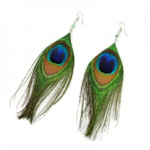 Vintage Luxury Feather Dangle Peacock Earrings Large