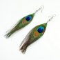 Vintage Luxury Feather Dangle Peacock Earrings Large