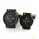 2PCS Matching his & hers watches Quatrz new style /A pair leather watch black