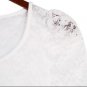 stereo hollow sleeves carved long-sleeved lace base T-shirt cotton white