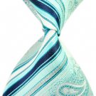 Blue Arabesquitic Stripe Silk Classic Woven Man Tie Necktie