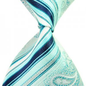 Blue Arabesquitic Stripe Silk Classic Woven Man Tie Necktie