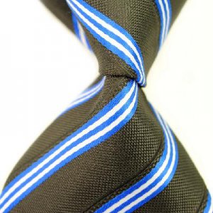 Brown Stripe Silk Classic Woven Man Tie Necktie