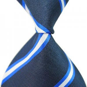 Dark Blue Stripe Silk Classic Woven Man Tie Necktie