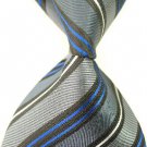 Gray Blue Stripe Silk Classic Woven Man Tie Necktie