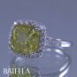 4.44 Carat Fancy Yellow Radiant & Round Diamonds Engagement Ring 14k White Gold