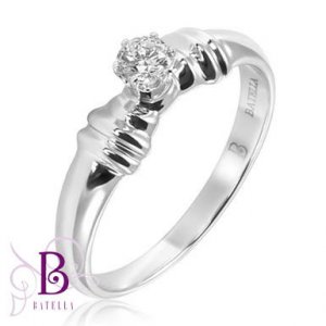 0.17 CT G/VVS1 natural EX Solitaire Round Diamond Engagement Ring 14k White Gold