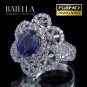 6.63 Ct Round Sapphire Gemstone Natural D-G VS-SI Diamonds Ring 18k White Gold Hand Made