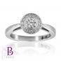 0.44 Ct D VVS2 EX Cut Natural Round Diamonds Engagement Ring 18k White Gold Halo