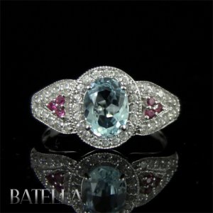 2.09 Sky Blue Topaz Gem+Zircon Sterling Silver 925 Ring