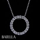 .90 Carat E-F VS1 VS2 EX Round Diamonds Circle Pendant & Necklace 14k White Gold