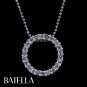 .90 Carat E-F VS1 VS2 EX Round Diamonds Circle Pendant & Necklace 14k White Gold