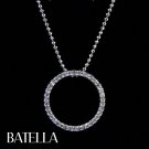 .17 Carat G-H SI2 EX Round Cut Diamonds Circle Pendant & Necklace 14k White Gold